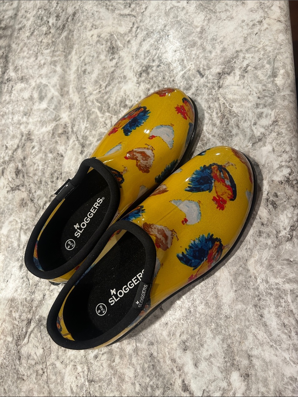 Sloggers-Women’s 9. Yellow Rooster-Print Slip-On Rain Shoes
